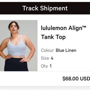 Lululemon Athletica Align Light Blue Tank Too